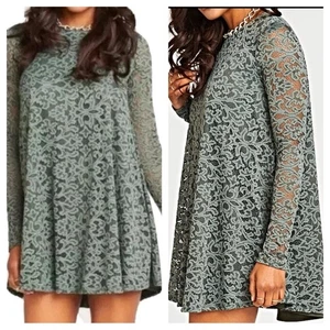Show Me Your Mumu Tyler Tunic Dress L Large Fleur de Lis Lace Rosemary Green - Picture 1 of 7