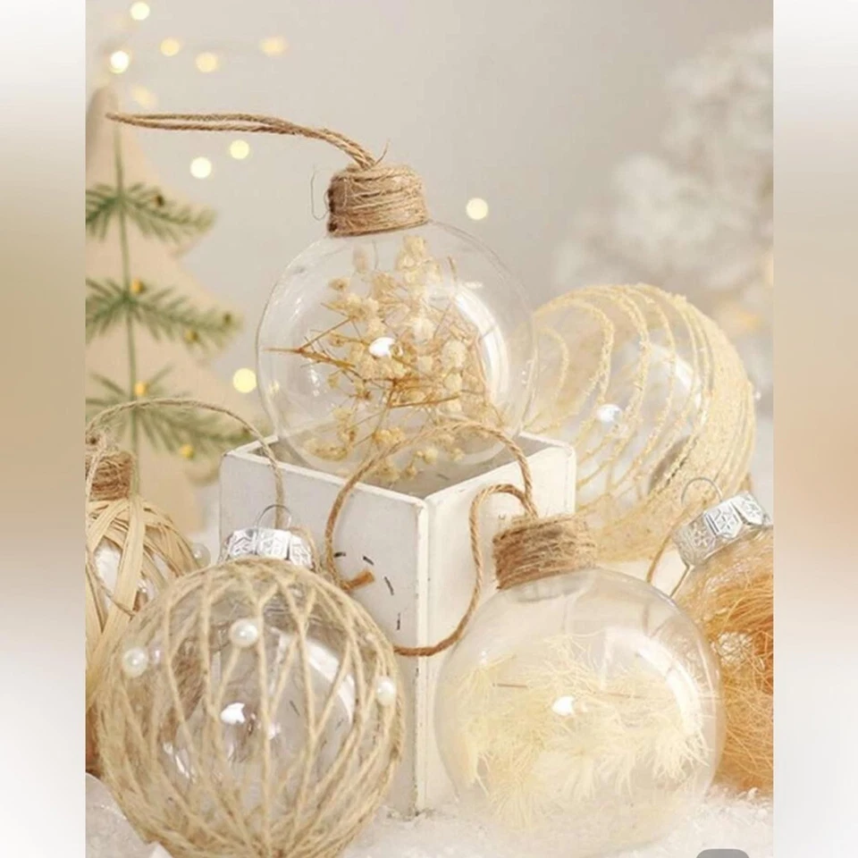 Hardware de restauración - 6 adornos navideños de champán - vidrio rústico y cuerda Foto 1 de 4