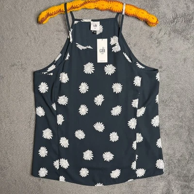 Camiseta sin mangas Cabi Petal Daisy nueva con etiquetas para mujer M delgada azul gris pizarra Foto 1 de 4