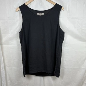 Flax 100% Linen Black Sleeveless Tunic Size M - Picture 1 of 9