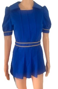 Uniforme de porristas vintage oro real mangas abullonadas pliegues pequeños - Imagen 1 de 2