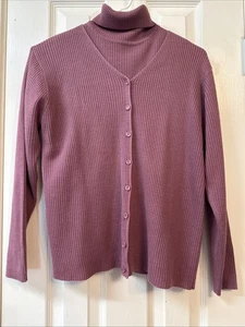 Conjunto Suéter De Colección Sag Harbor Pequeño Malva Twinset Cárdigan Cuello Alto Años 90 Y2K - Imagen 1 de 15