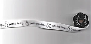 Paper Studio WITH THIS RING Printed 5/8" White Satin Ribbon (6 ft) scrapbooking - Picture 1 of 1