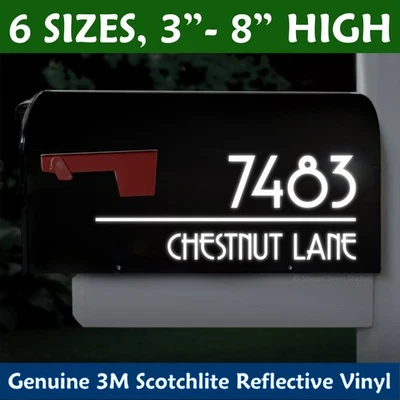 Calcomanía reflectante de número de dirección y nombre de calle, personalizada - 1326R-WT Foto 1 de 4