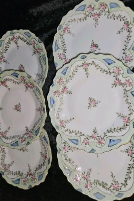 NORITAKE Vintage 1920s Early Set 6 Floral Dessert HAND PAINTED Plates Signed 6" - image 1 of 4