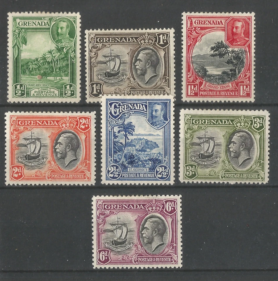 Grenada 1935 KGV SG 135-141 mint short set to 6d  MLH/MH/OG/ VG CV £15 - Image 1 of 2
