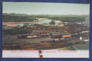 Postal de patio de trenes de Panamá de 1900 en La Boca - Imagen 1 de 2