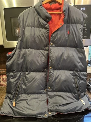 Polo Ralph Lauren 背心男式 XLT 蓝色红色双面羽绒前扣全新带标签 — 第 1/4 张图片
