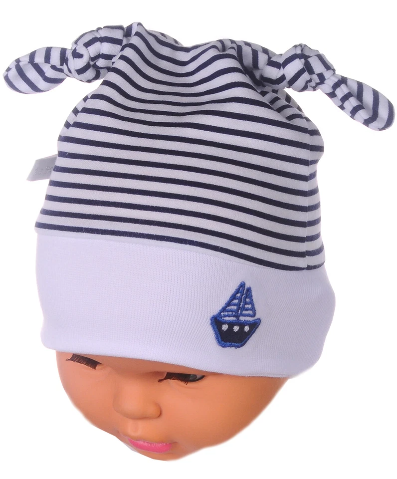 Erstlingsmütze 36-48 Mütze Babymütze Haube Mützchen Knotenmütze Zipfelmütze Weiß - Bild 1 von 1