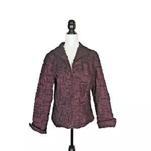 Samuel Dong Women's Dark Red Textured Long Sleeve Dinner Jacket Size L - Picture 1 of 12
