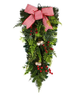 Nearly Natural Holiday Christmas Bells and Bow Artificial Swag, 26" - Image 1 of 4