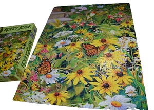 Springbok BUSY BLOOMS 500 piece jigsaw puzzle Complete Flowers Butterflies - Picture 1 of 7