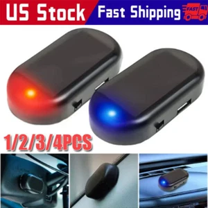 1~4X Solar Power Car Fake Alarm LED Anti-Theft Warning Lights Flashing Blinking - Picture 1 of 12