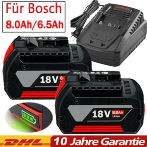 2X 8,0Ah Akku Für Bosch 18V / Ladegerät Professional GBA BAT618 BAT609 Batterie - Bild 1 von 23