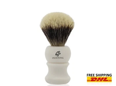 JAG SHAVING Rasierpinsel für Herren reinem Dachshaar, glatter Rasierpinsel mit Silberspitze