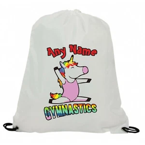 PERSONALISED GYMNASTIC UNICORN SUBLIMATION GYM SWIMMING PE DRAWSTRING BAG - Picture 1 of 1