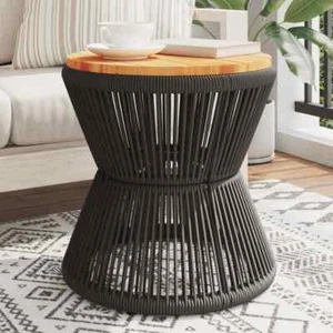 Coffee Table with Wire Base Black Ø 45x44 cm Solid Wood Acacia vidaXL - Picture 1 of 11