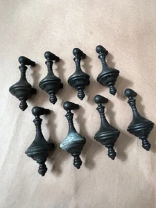 8 VINTAGE BLACK HEAVY METAL DRAWER PULLS 3.5" LONG 2" HOLE TO HOLE - Picture 1 of 4