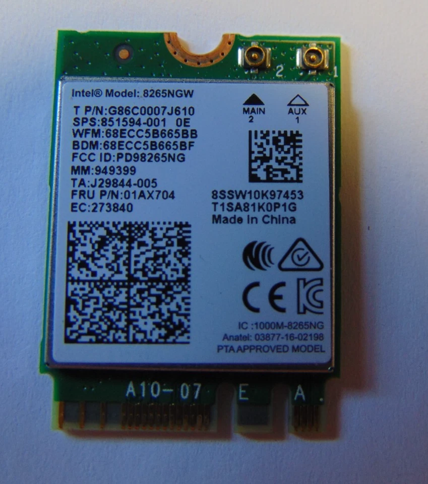 Lot 5 Intel Dual Band 8265NGW 802.11ac Wireless Card - Image 1 of 1