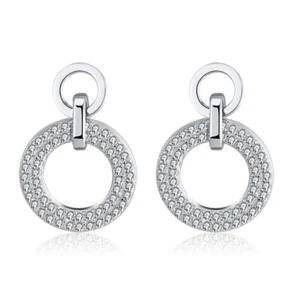 Round Circle Drop Earrings for Women Sterling Silver Clear Cz Ginger Lyne Col... - Picture 1 of 6