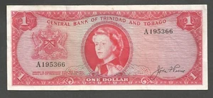 Trinidad y Tobago 1 dólar 1964, EF; P-26a, BNB-B201a; QEII; prefijo: "A" - Imagen 1 de 2