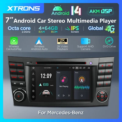 Android 14 Car DVD Stereo GPS Radio CarPlay 4+64G For Mercedes-Benz E-W211 W219 - Image 1 of 4