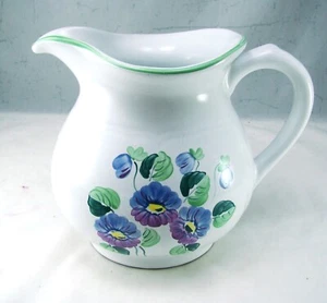 Herend Village Pottery Hungary VIOLETS Pitcher Height to spout 6 5/8" READ - Picture 1 of 11
