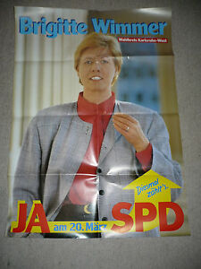 Plakat wyborczy SPD Badenia-Wirtembergia Wybory do Landtagu 1988 Brigitte Wimmer Karlsruhe   