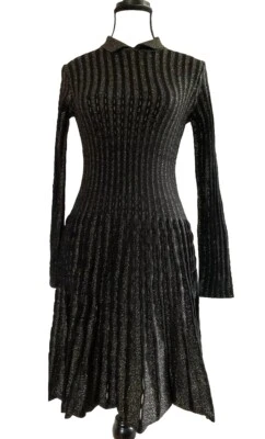 Vestido feminino M Missoni preto dourado metálico cintilante ajuste semi-flare 40/EUA 4 - Imagem 1 de 4