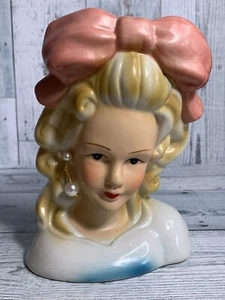 Nippon Porcelain Lady Head Bust Vase Planter With Earring - Picture 1 of 8