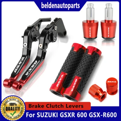 CNC For SUZUKI GSXR 600 750 1000 Short Brake Clutch Levers Handle Grips Cap - Image 1 of 4