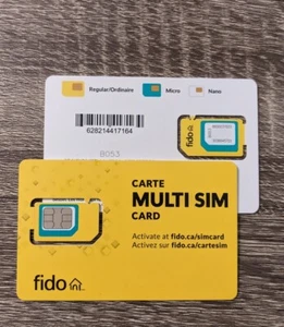 2 (deux) Carte Fido Multi SIM 3 en 1 Nano Micro Taille Standard LTE Sans Fil Mobile - Photo 1 sur 1