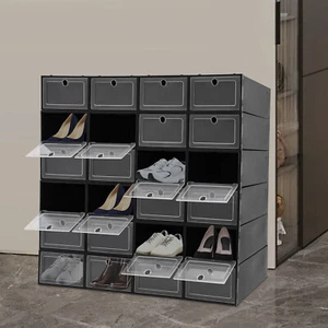 24 Stück Schuhaufbewahrungsboxen, stapelbare Schuhkartons, Schuhaufbewahrung Organizer NEU - Bild 1 von 22
