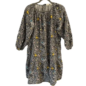Levi’s Scatter Print Hemp Blend Art To Wear Relaxed Fit Tiered Midi Dress Large - Picture 1 of 5