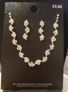 NEW "S" CRYSTAL 16.5" NECKLACE & 1.25" DANGLE EARRINGS SET, NWTS $9.88 - Picture 1 of 6