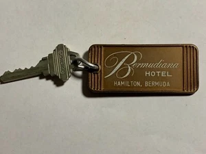 Bermudiana Hotel Motel Room Key Fob & Key Hamilton Bermuda RARE #336 - Picture 1 of 2