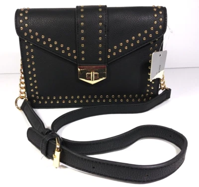 NEW Andrew Marc New York Black Pebbled Faux Leather Gold Studded HANDBAG/Purse - Image 1 of 4