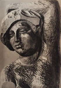 *REDUCIDO* Glicenstien "Cariátide" No.2 Impresión fotográfica de escultura de madera, 1948 - Imagen 1 de 3