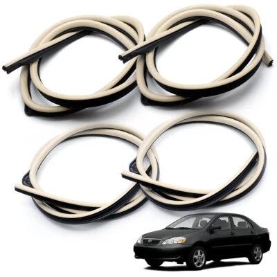 Set Front Rear Inner Door Seal Rubber Weatherstrip For Toyota Corolla 2003 07 - Image 1 of 4