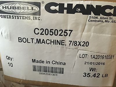 Hubbell Chance C2050257 20  X 7/8  Thread Diameter Galvanized Machine Bolt (7/8- • 199.99$