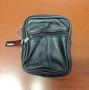 HERMOSA MINI BOLSA DE VIAJE DE CUERO CON 3 COMPARTIMENTOS Y CLIP DE CINTURÓN NUEVA - Imagen 1 de 4