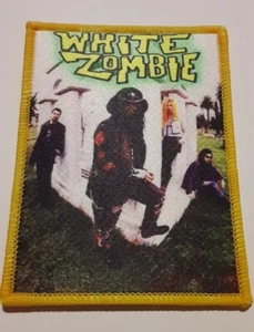 WHITE ZOMBIE Graveyard Battle Patch - Group Photo -yellow border- Rob J Sean 💀 - Picture 1 of 1