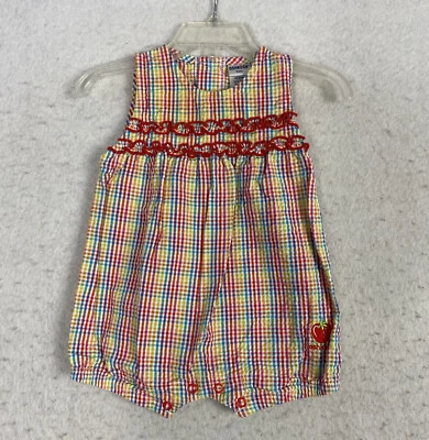 De Colección Oshkosh Mameluco Burbuja 3-6 Mo Multicolor Cuadros Pantalones Cortos Y2K Años 90 Volantes Niñas Foto 1 de 4