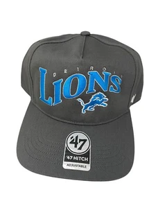 NEW '47 Brand Detroit Lions Team Logo Charcoal Gray Hitch Snapback Hat NWT - Picture 1 of 5
