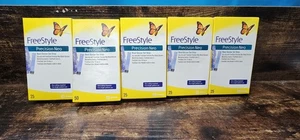 Freestyle Precision Neo Blood Glucose Test Strips 25 Ct Each Exp 2/26+ Lot Of 5 - Picture 1 of 5