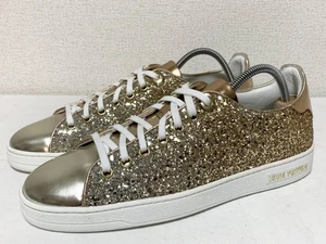 Extremely Beautiful LOUIS VUITTON Front Row Glitter Leather Sneakers 39 #PCAXW4 - Picture 1 of 10