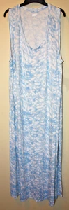 Lands End Übergröße 2X kühlendes langes Nachthemd blau Batik ärmellos Damen - Bild 1 von 5