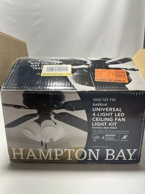 Hampton Bay Gazelle 4-Light LED Natural Iron Universal Ceiling Fan Light Kit - Image 1 of 3