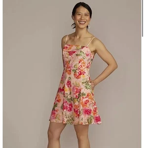 David's Bridal Floral Lace Sleeveless Mini Dress: Plus Size 18 (Never Worn) - Picture 1 of 6
