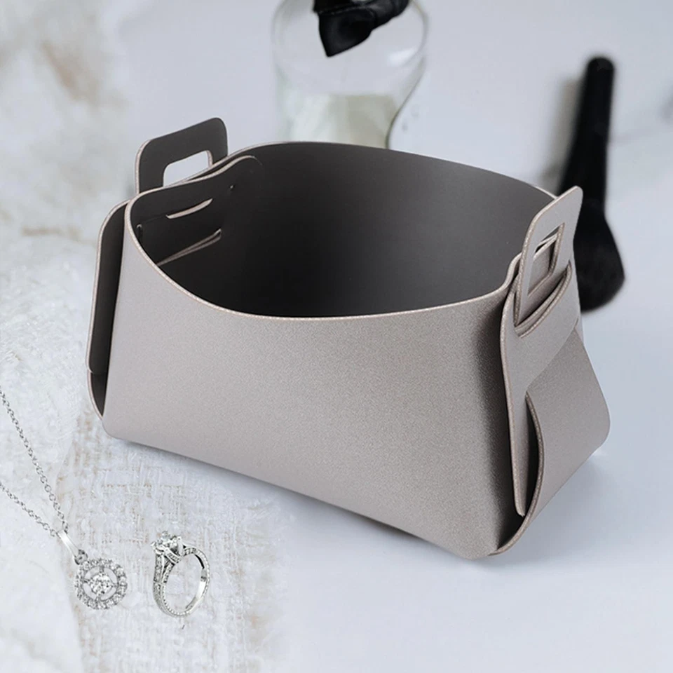 Desktop Storage Basket Leather Storage Box for Desk Sundries Container Makeup - Image 1 of 1